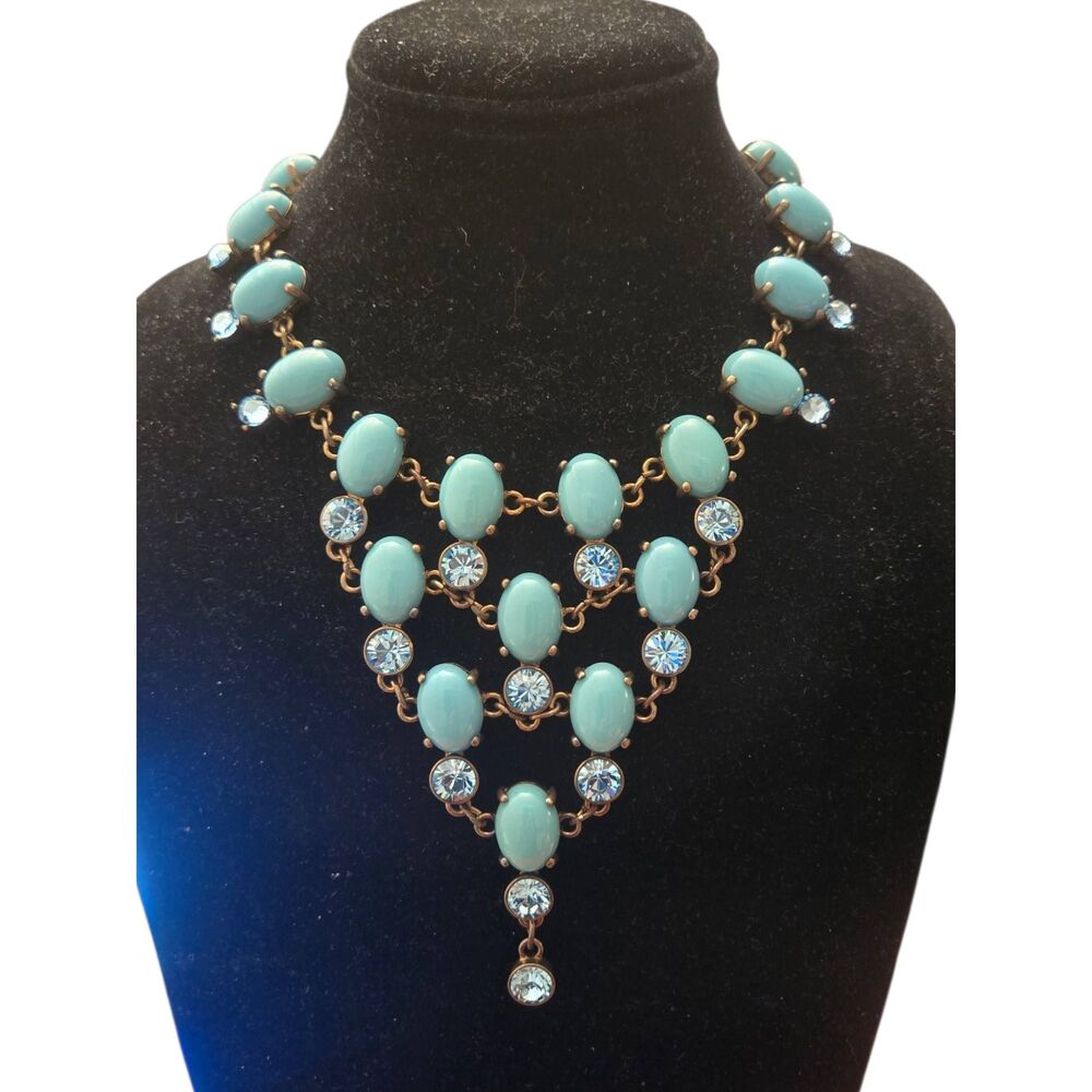 Suzanne Somers Vintage Turquoise Gold Tone Adjustable Bib Necklace
